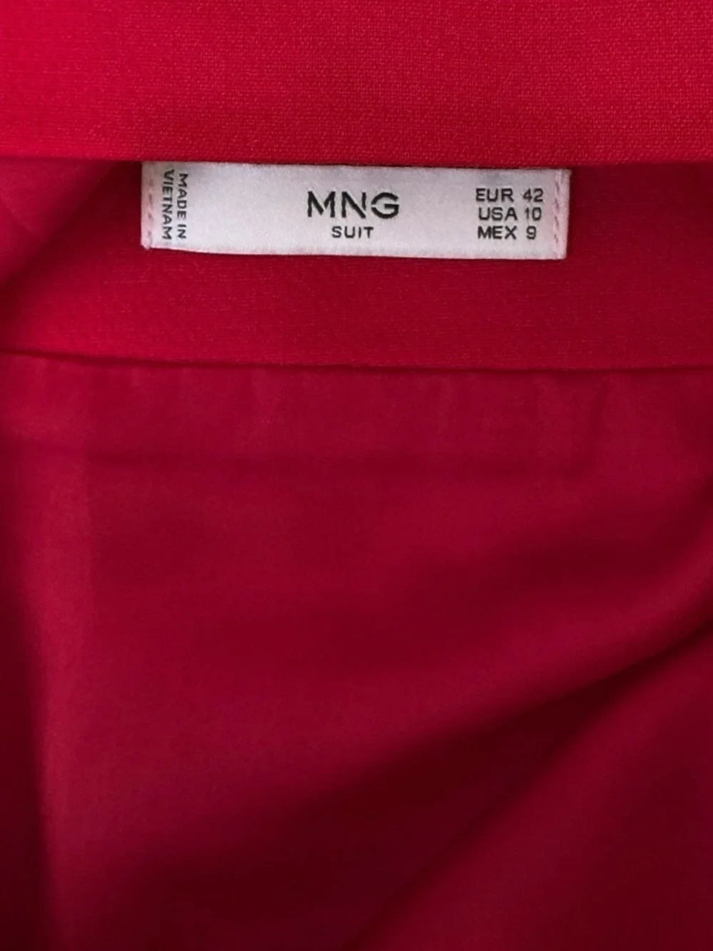 MNG Suit Straight Mini Skirt Classic Buttoned Front Kick Pleat Red Size Size 10